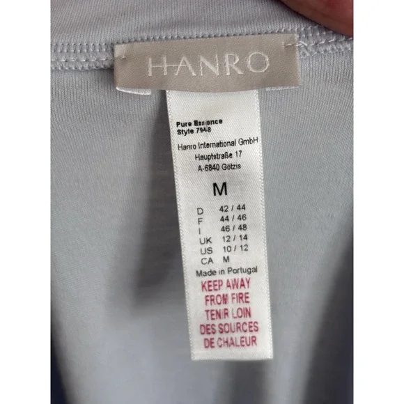 Hanro Pure Essence Nightgown Medium Short Sleeve V Neck Blue Glow 100% Cotton - Picture 2 of 5